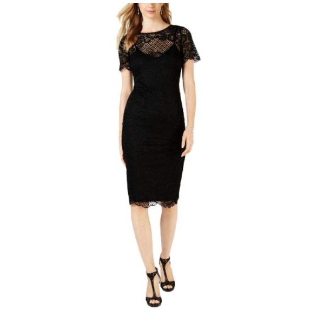 Donna Ricco Black Lace Sheath Dress